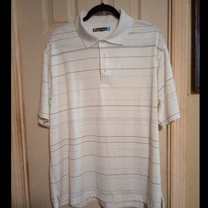 Iron Eagle Golf XL White Blue Pinstripes Men's Polo Shirt